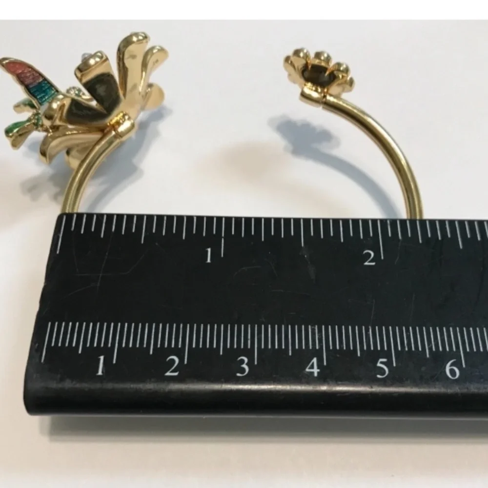 kate spade Gold and White Daisy Hummingbird Cuff Bracelet - Picture 6 of 12